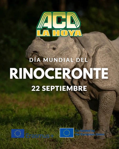 Puede ser una imagen de rinocerontes y texto que dice "ACD LA HΟΥ DÍA MUNDIAL DEL RINOCERONTE 22 SEPTIEMBRE"