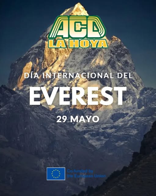 Puede ser una imagen de texto que dice "ACA LA ΗΟΎA DÍA INTERNACIONAL DEL EVEREST 29 MAYO Co-fundedby by Co funded theEurapeanUnion -ฺ the"